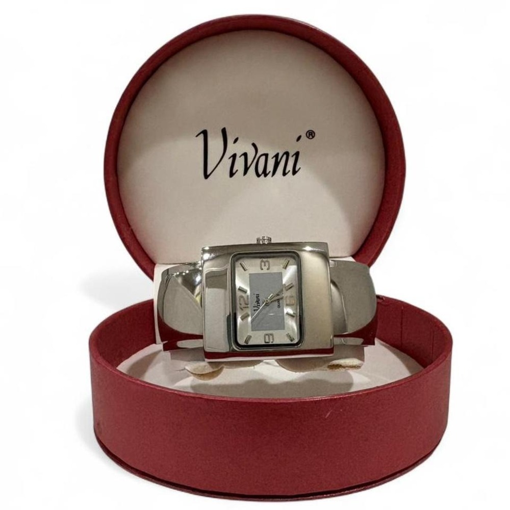 Vivani vintage Silver analogue simple classic cuff watch with new battery